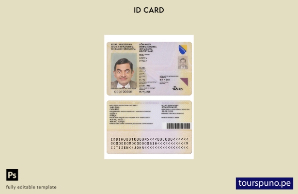 lista para imprimir plantilla de identificación de Bosnia y Herzegovina ( )